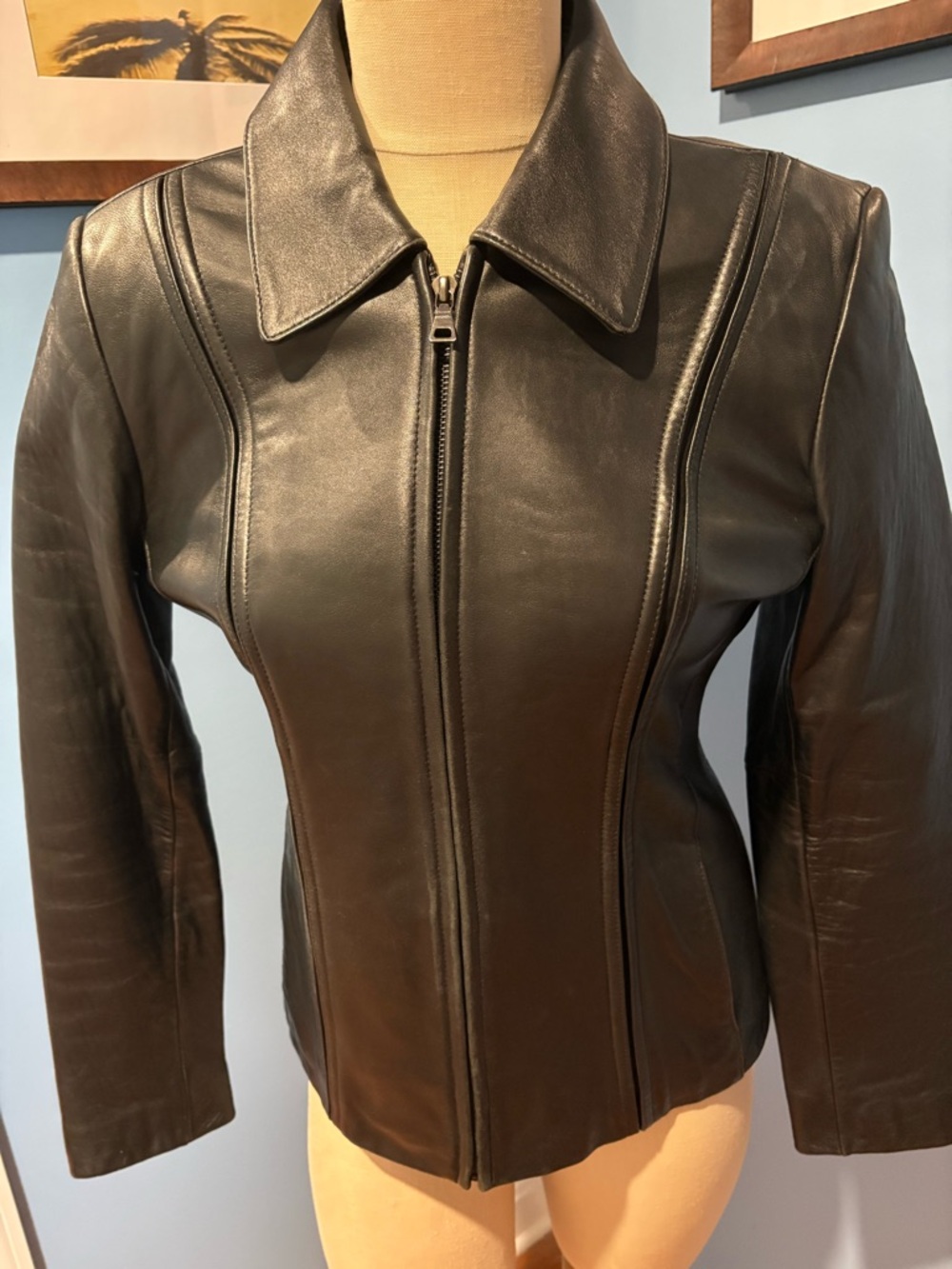 Avanti Black Leather Zip-Front Jacket